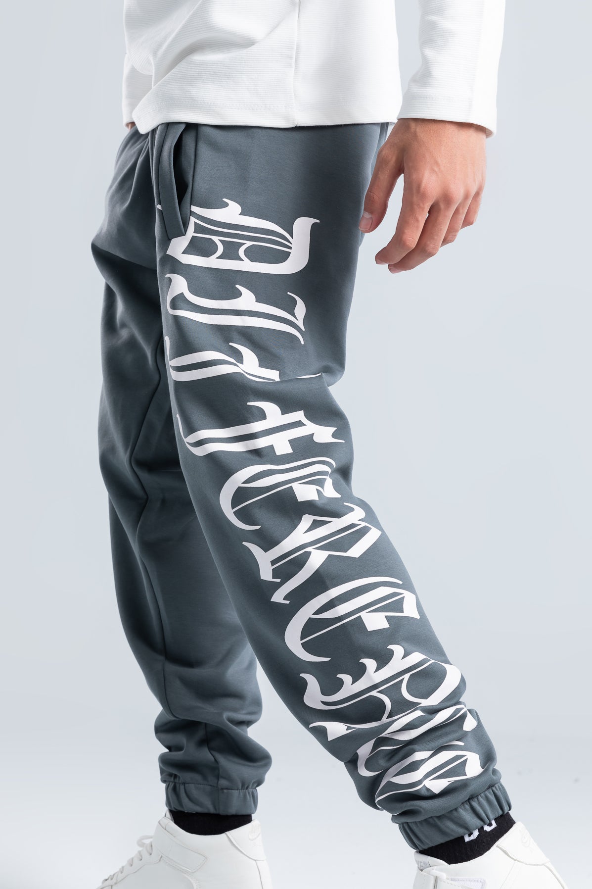 Gray Side Printed Sweatpants