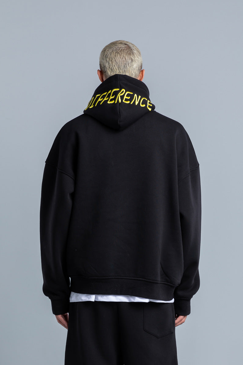 Black Oversized Printed Hoodie