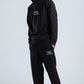 Black Textured Fabric Regular Fit Sweatpants