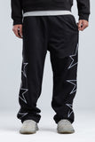 Black Side Stars Print Wide Leg Sweatpants