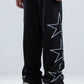 Black Side Stars Print Wide Leg Sweatpants