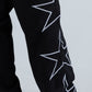 Black Side Stars Print Wide Leg Sweatpants