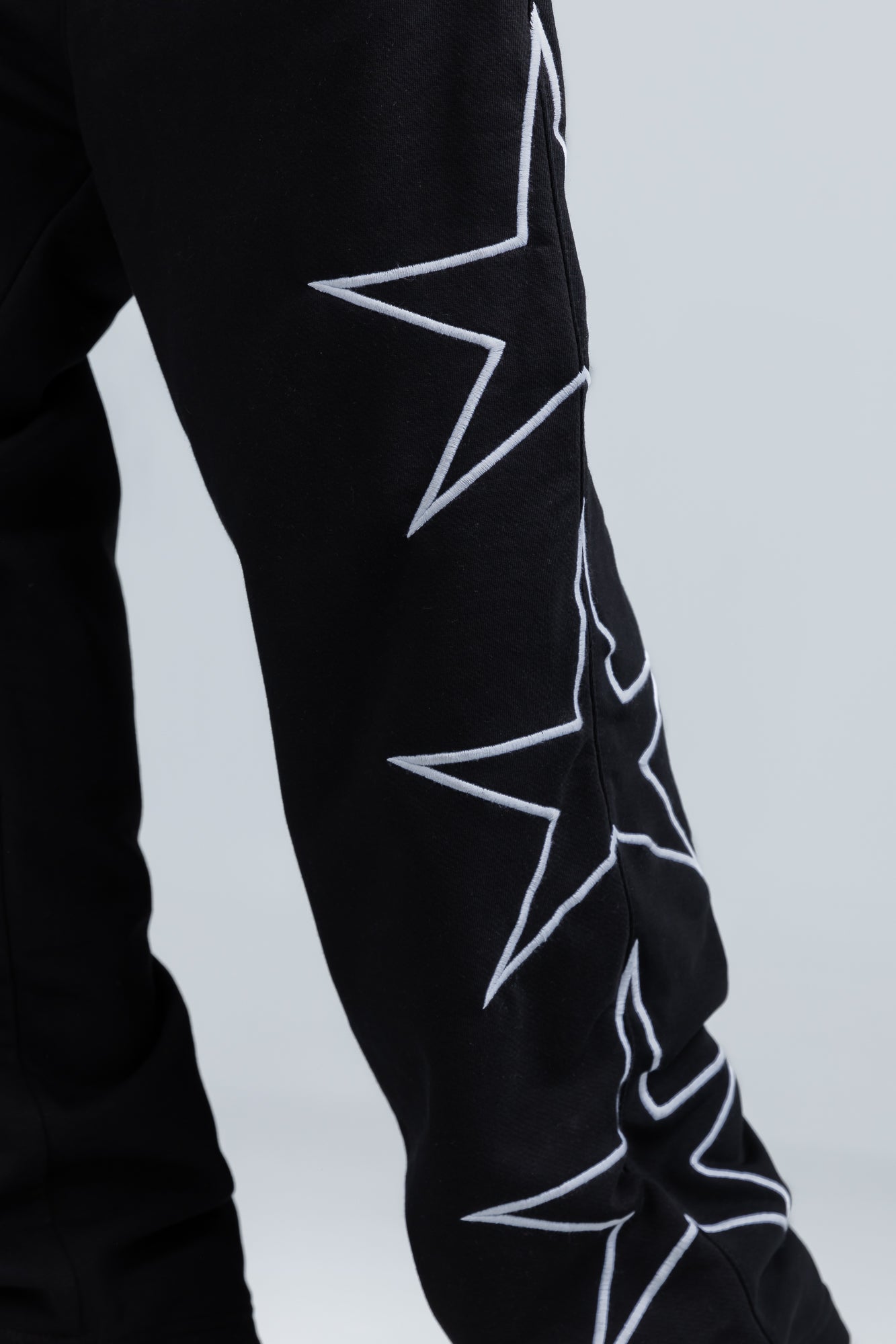 Black Side Stars Print Wide Leg Sweatpants