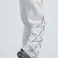 White Side Stars Print Wide Leg Sweatpants