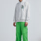 Green Wide Leg Sweatpants with Side Print