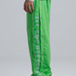 Green Wide Leg Sweatpants with Side Print