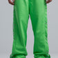 Green Wide Leg Sweatpants with Side Print