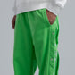 Green Wide Leg Sweatpants with Side Print