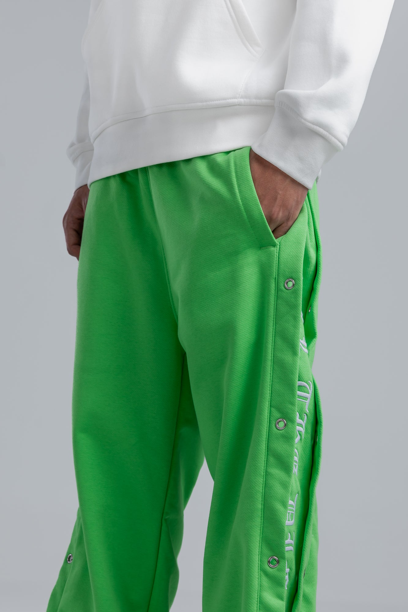 Green Wide Leg Sweatpants with Side Print