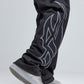 Black Side Print Wide Leg Sweatpants