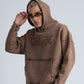 Brown Front Embroidery Oversized Hoodie