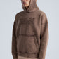 Brown Front Embroidery Oversized Hoodie