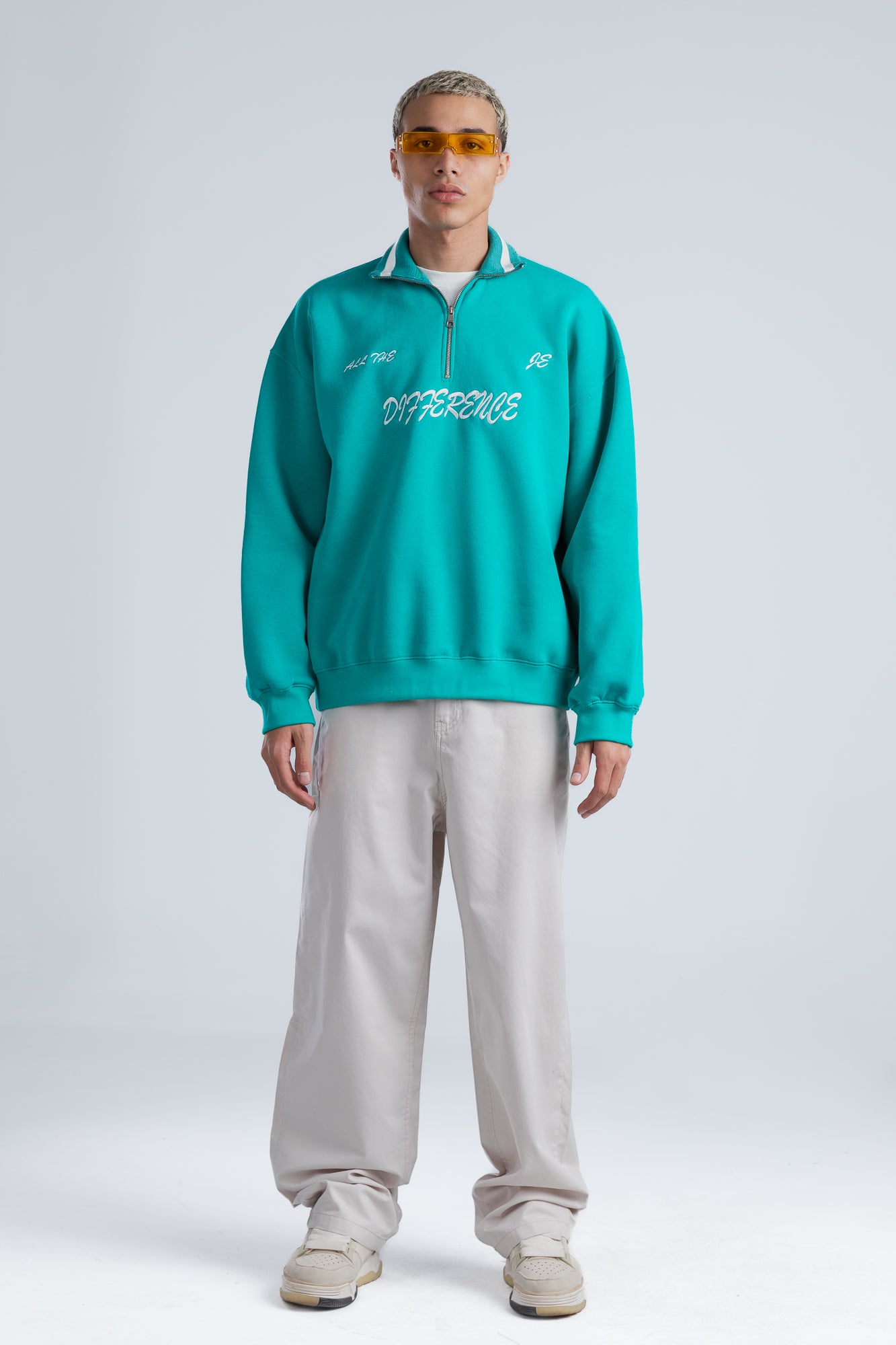 Turquoise Embroidered Oversized Sweatshirt