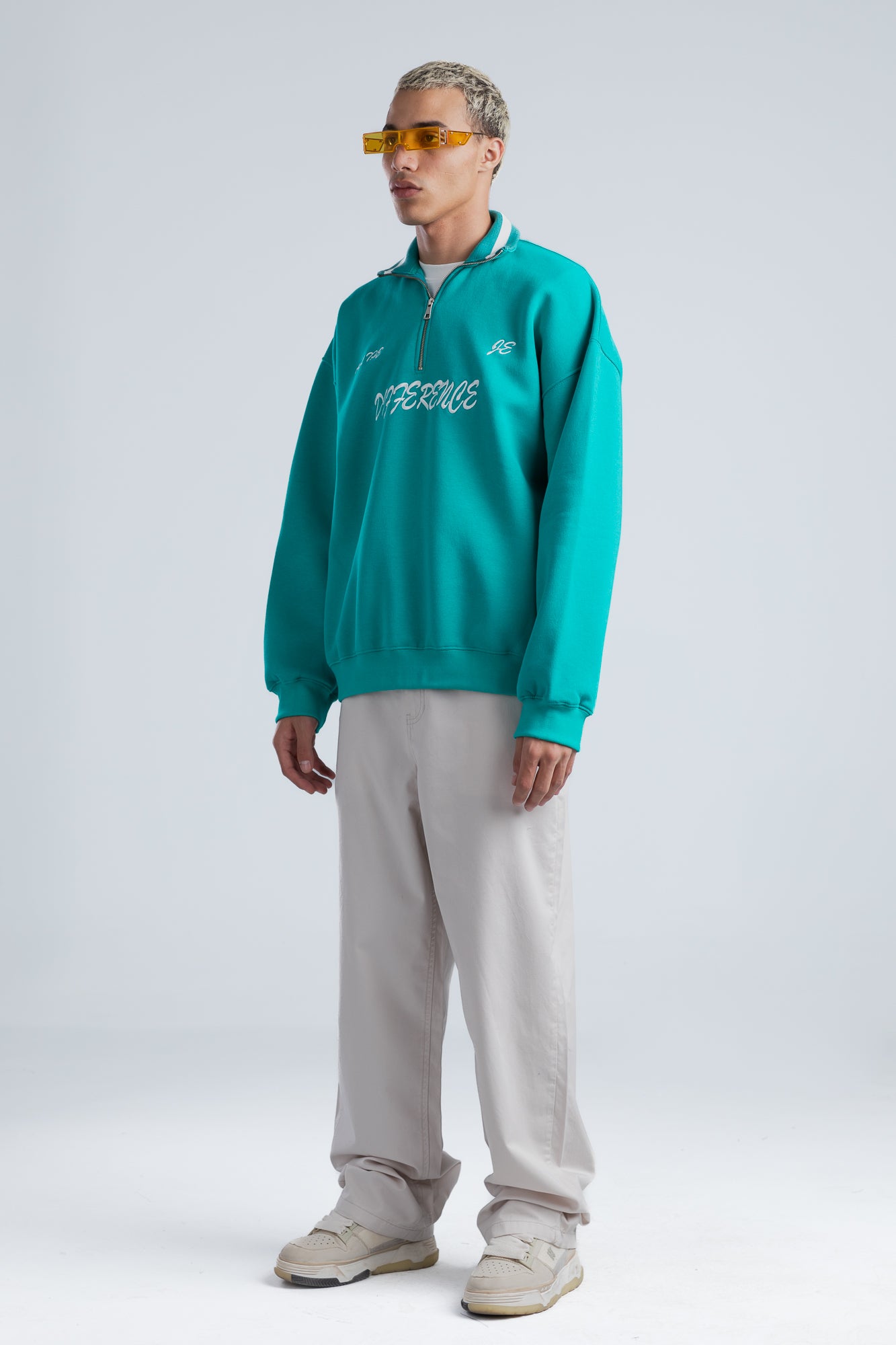 Turquoise Embroidered Oversized Sweatshirt