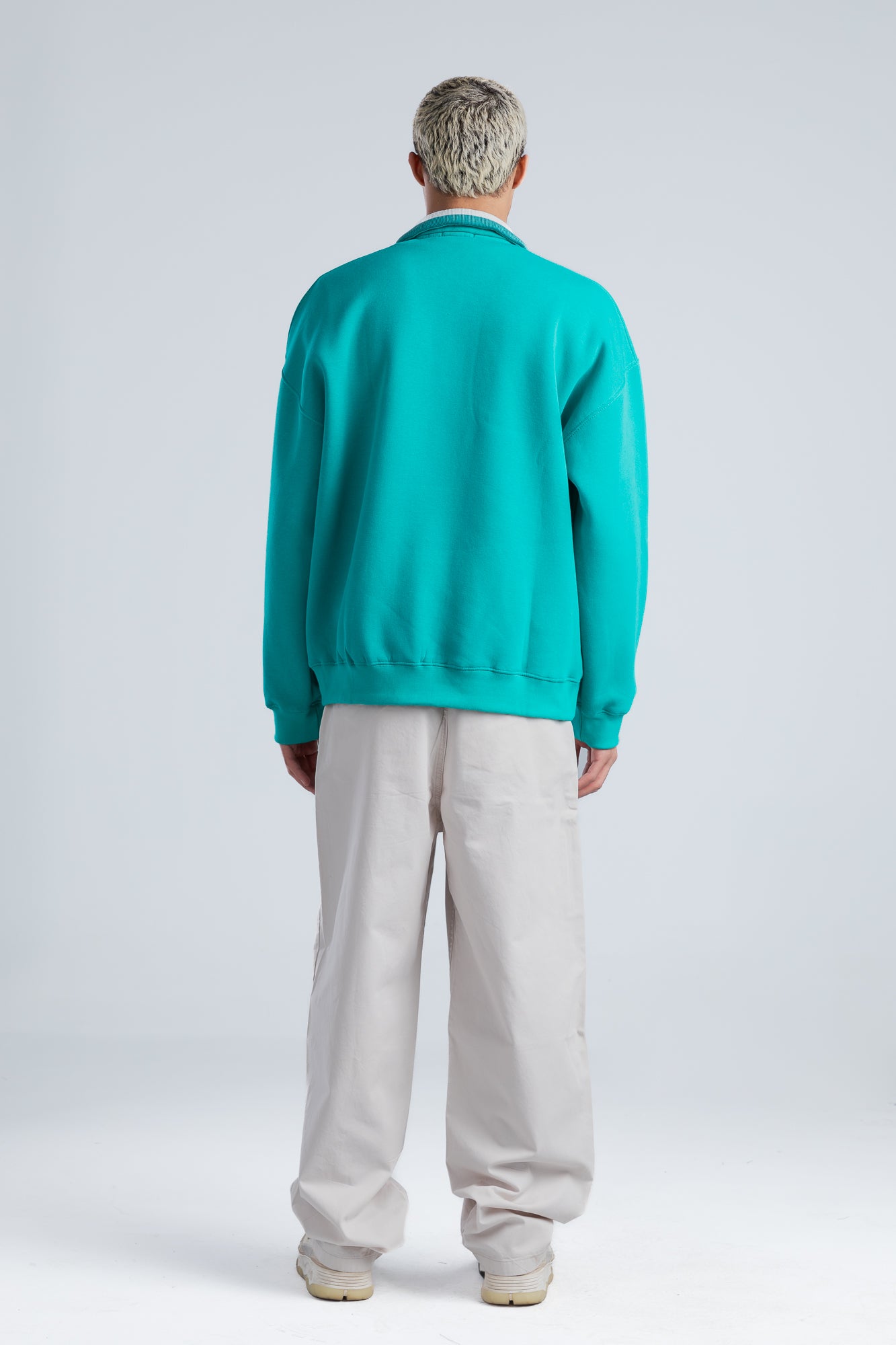 Turquoise Embroidered Oversized Sweatshirt