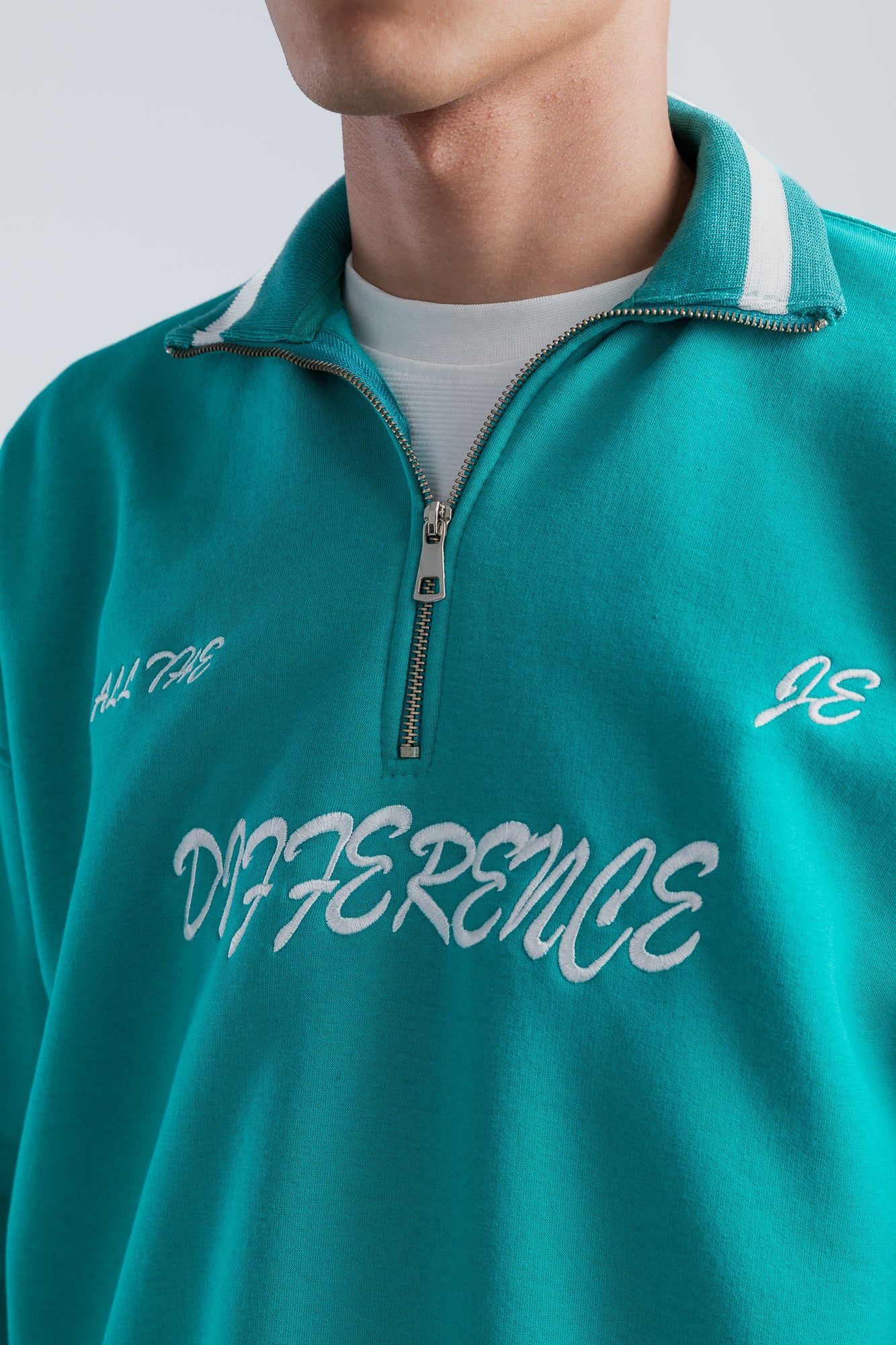 Turquoise Embroidered Oversized Sweatshirt