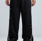 Black Wide Leg Sweatpants with Side Print