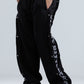 Black Wide Leg Sweatpants with Side Print