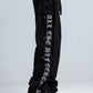 Black Wide Leg Sweatpants with Side Print