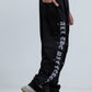 Black Wide Leg Sweatpants with Side Print