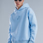 Sky Blue Front Embroidery Oversized Hoodie