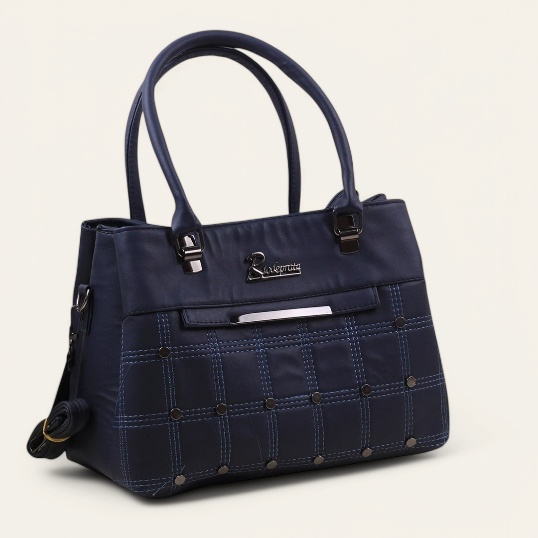 Navy Spacious Handbag with Strap