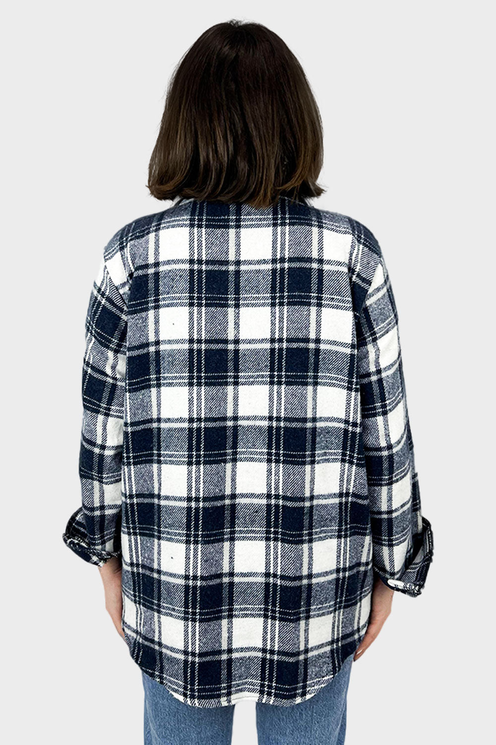 So-off Navy Wool Checked Shirt