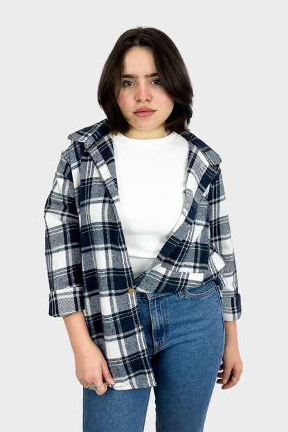 قميص كاروهات صوف كحلي