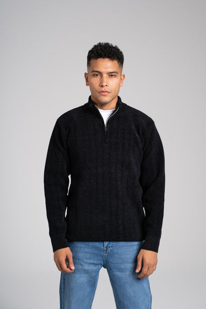 Ribbed Half Zipper Pullover - بلوفر مضلع بنصف سحاب