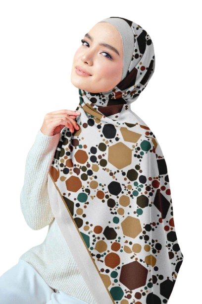 Geometric Printed Chiffon Crepe Scarf