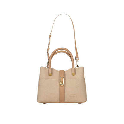 Matte Leather Handbag with Buckle