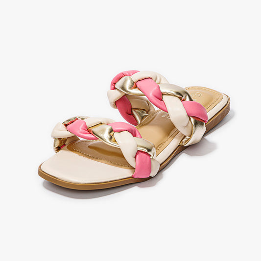 شبشب مسطح على شكل ضفائر