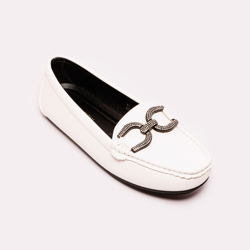 Flat Moccasin Shoes with Strass Embellishment