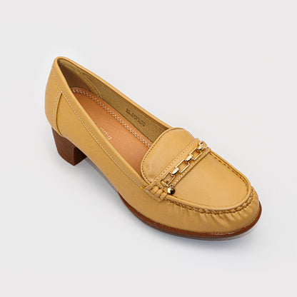 Golden Detail Moccasin Heeled Shoes