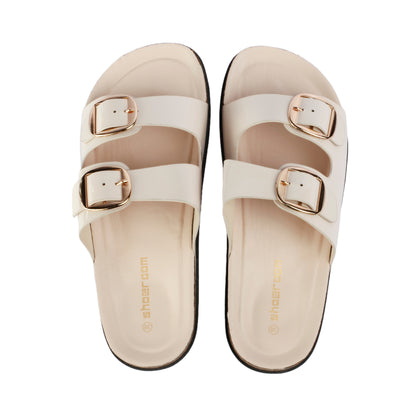 Solid Double Buckle Slipper