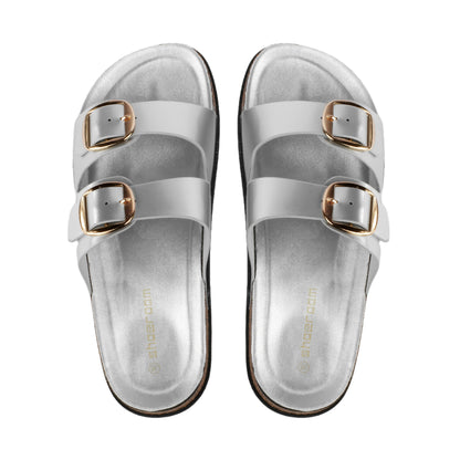 Solid Double Buckle Slipper