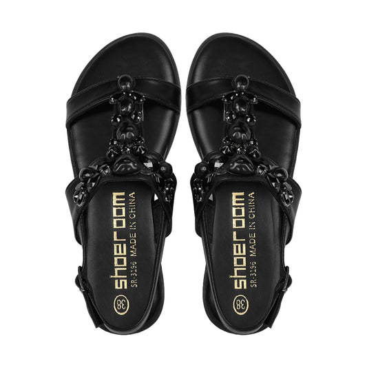 Chic Shiny Strass Flat Sandal