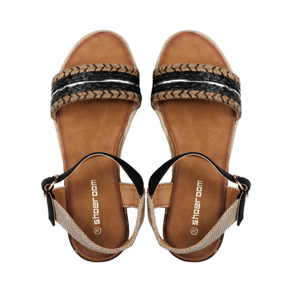 Burlap Sandal with Comfy Heel