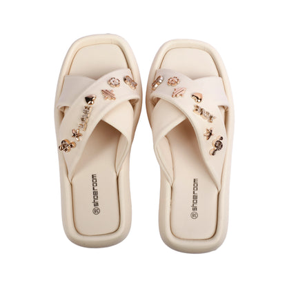 Cross Slipper Decorated with Metal Detail