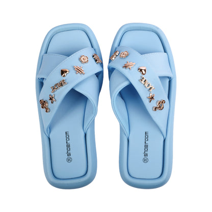 Cross Slipper Decorated with Metal Detail