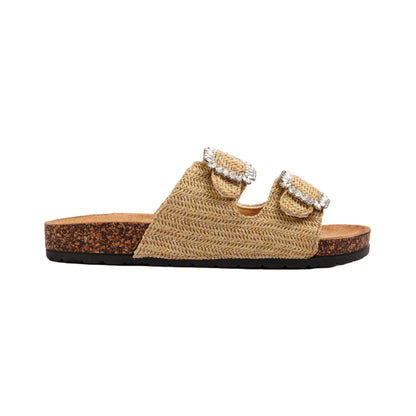 Strass Double Buckle Slipper