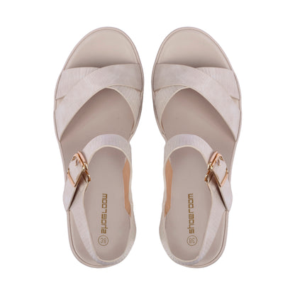 Textured Leather Cross Sandal