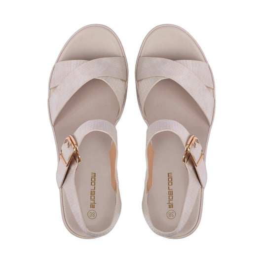 Textured Leather Cross Sandal