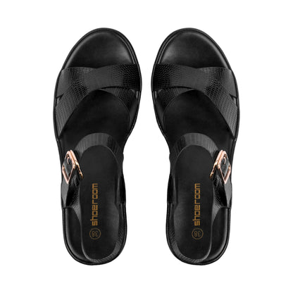 Textured Leather Cross Sandal