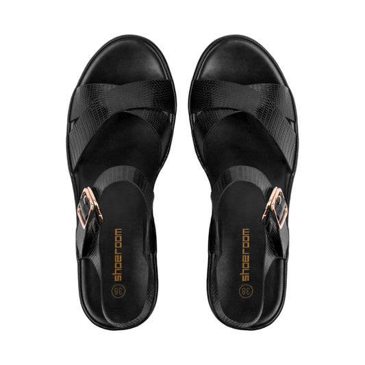 Textured Leather Cross Sandal