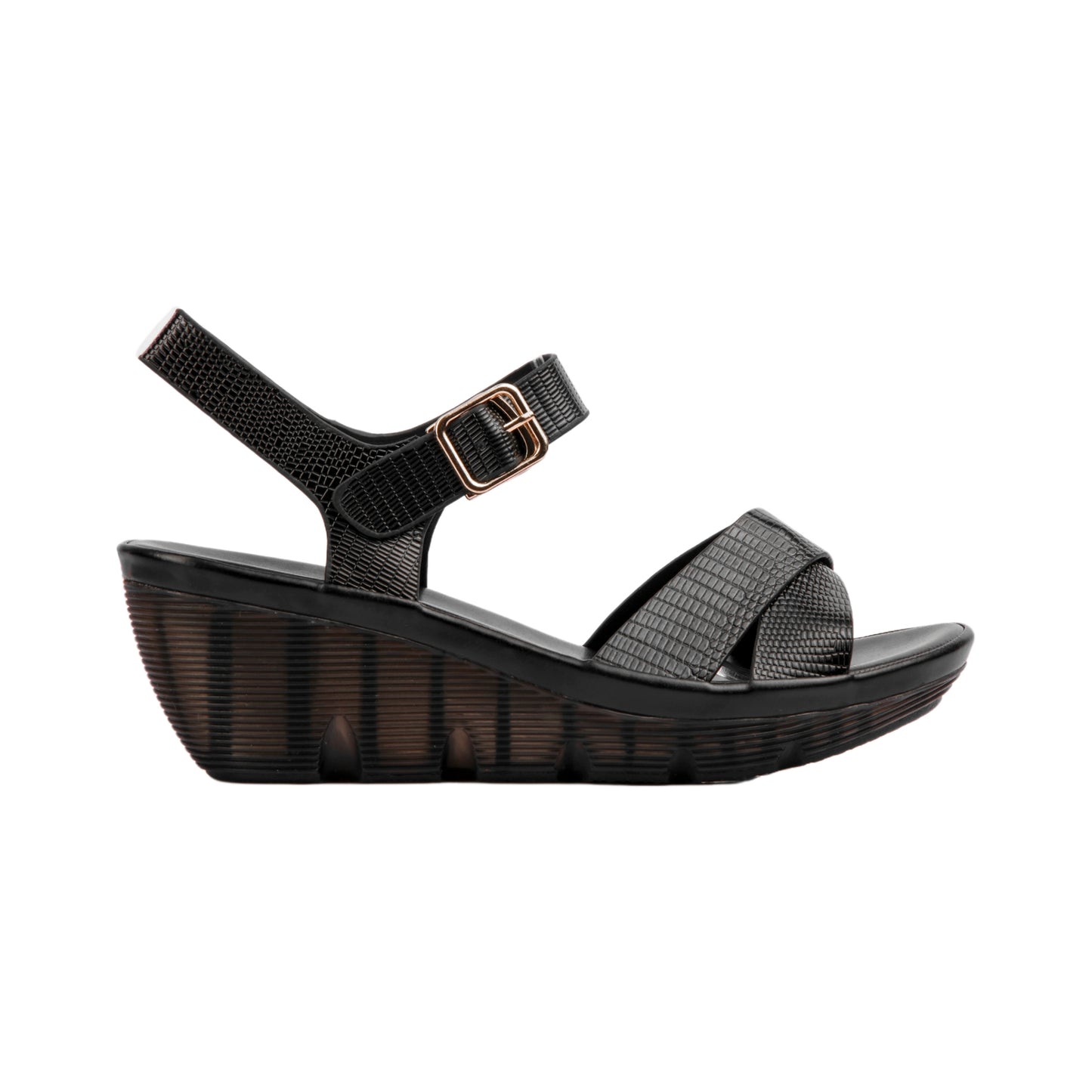 Textured Leather Cross Sandal