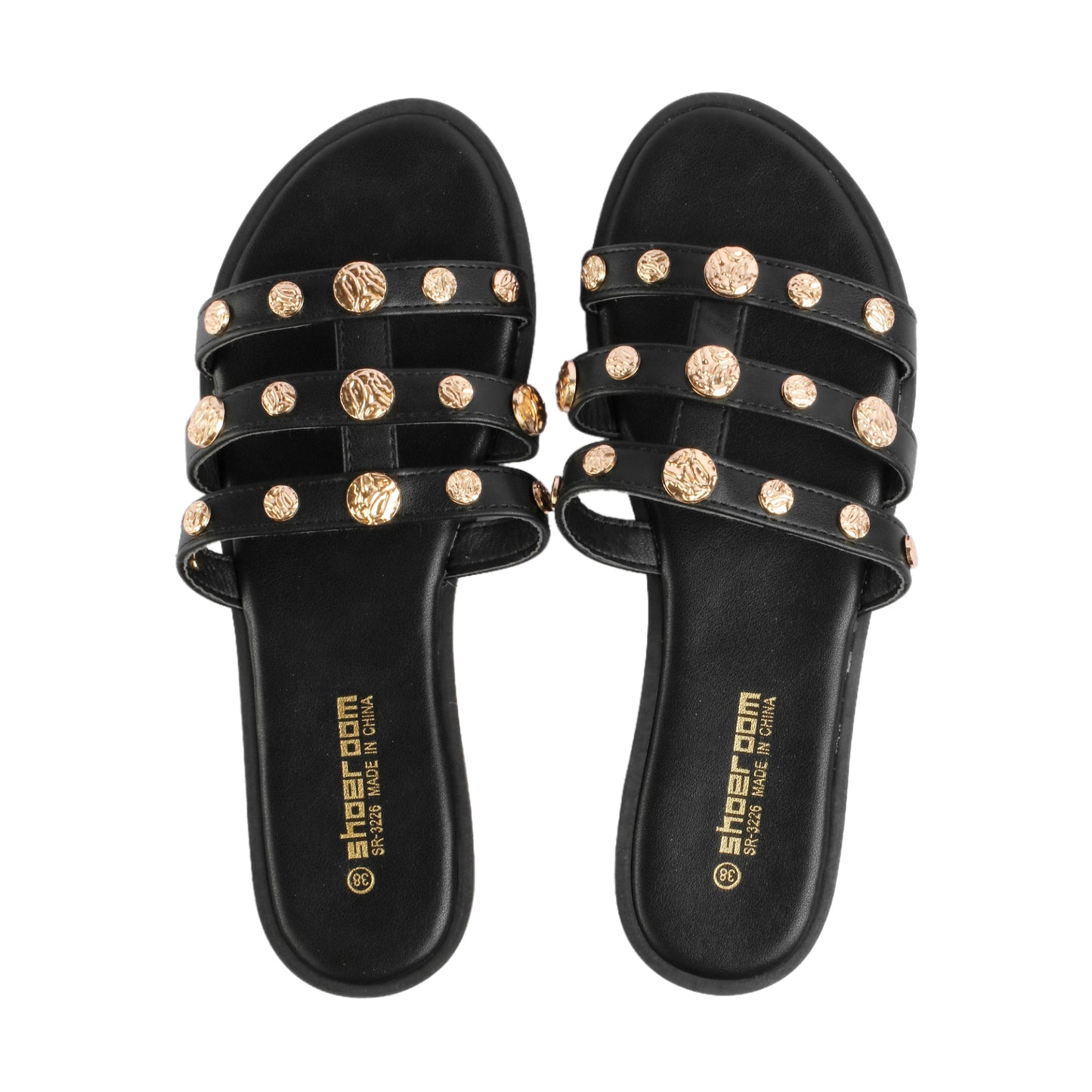 Studded Leather Flat Slipper