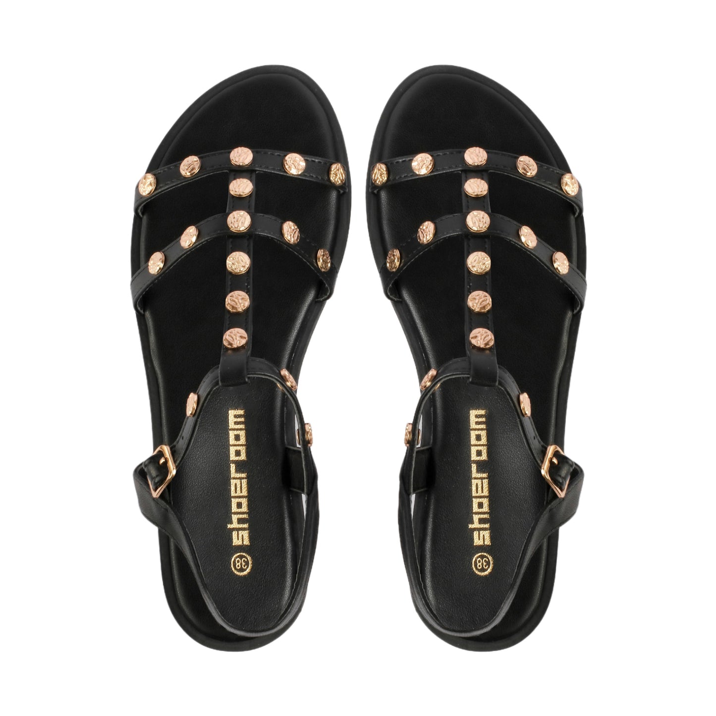 صندل مسطح مزين بالكامل بالدبابيس