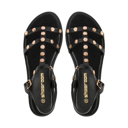 صندل مسطح مزين بالكامل بالدبابيس