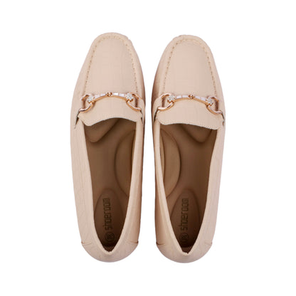 Flocked Leather Flat Loafer